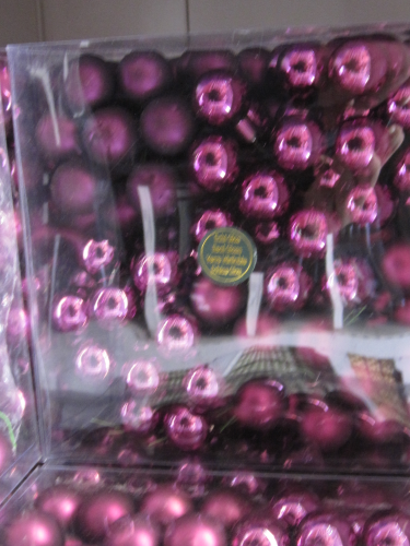 24 Weihnachts-Kugeln aus Glas,matt und glänzend,gemischt,Ø 25 mm,Farbe rosa-pink,am Draht