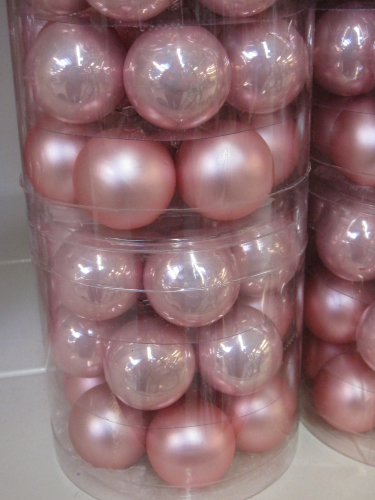 16 Weihnachts-Kugeln aus Glas,matt und glänzend,gemischt, Ø 40mm,Farbe rosa