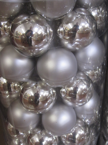 12 Weihnachts-Kugeln aus Glas,matt und glänzend,Ø 60 mm,Farbe silber